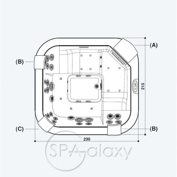 SPA бассейн JACUZZI SANTORINI PRO (Италия), 230 х 215 x 90 cm