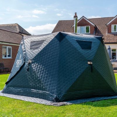 Saună portabilă PortaSauna HEXXL 8-10 (Anglia), 350×350×185 cm